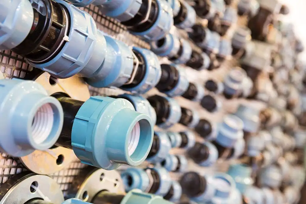 PVC unions in a plumbing supply store